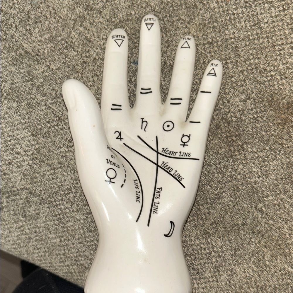 White Ceramic Palmistry Hand Decor